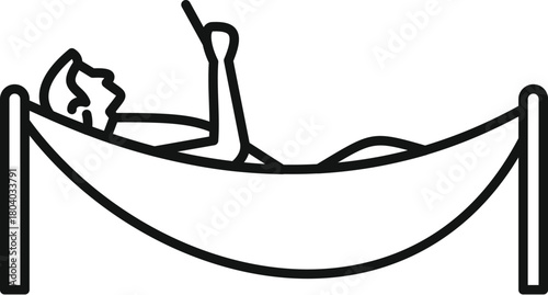 Man lying in hammock using smartphone enjoying vacation