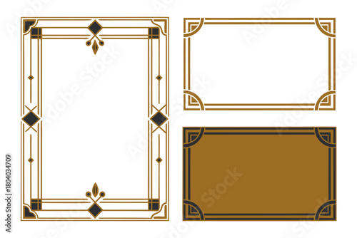 Elegant Art Deco Frame Set Vector | Luxury Vintage Border Design