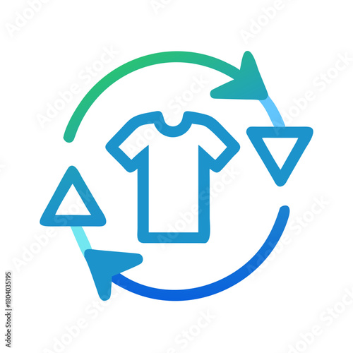 Upcycling icon with arrows surrounding a t-shirt, eco-friendly fashion concept