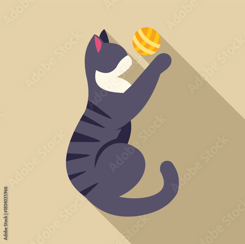 Playful cat catching a ball, showcasing feline agility and the joy of playtime