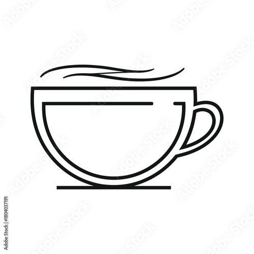 Simple line art drawing of a steaming cup of coffee or tea