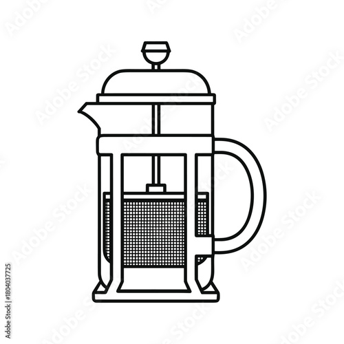 Simple outline drawing of a french press coffee maker