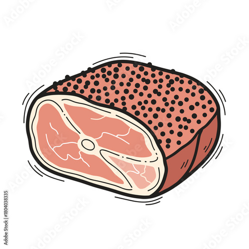 Smoked brisket with pepper crust on white background  