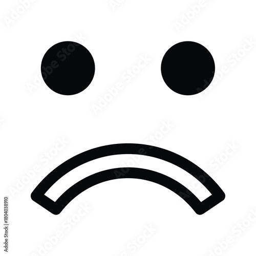 Simple black sad face emoji icon on white background