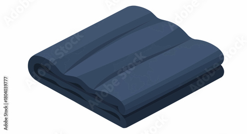 A dark blue folded blanket or mat with a ribbed texture, presented in an isometric view.