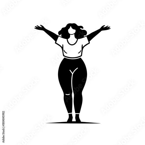 Black and White Illustration of a Woman Dancing Gracefully