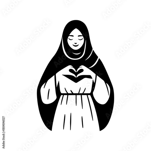 Black and White Illustration of a Woman Portraying Self Love