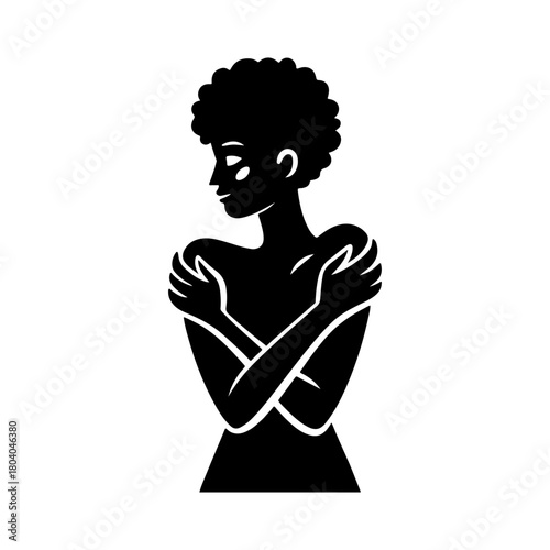 Black and White Illustration of a Woman Portraying Self Love