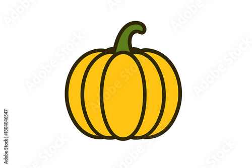 Stylized yellow pumpkin outline icon with green stem detail