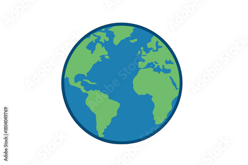 Stylized globe icon showing continents of Americas, Europe, and Africa