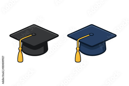 Black and Blue Graduation Mortarboard Caps with Tassels