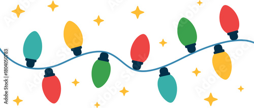 A string of colorful christmas lights isolated on, perfect for the holidays