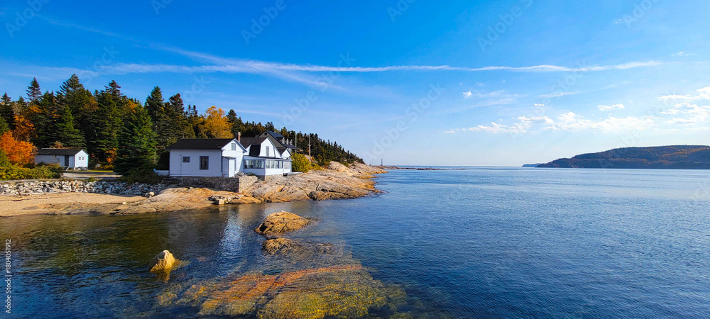 Fototapeta premium Tadoussac, Quebec, Canada: Pointe-de-l'Islet Trail at the mouth of the Saguenay Fjord 
