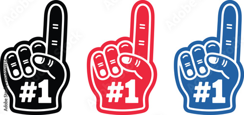 Colorful foam finger with number one isolated on