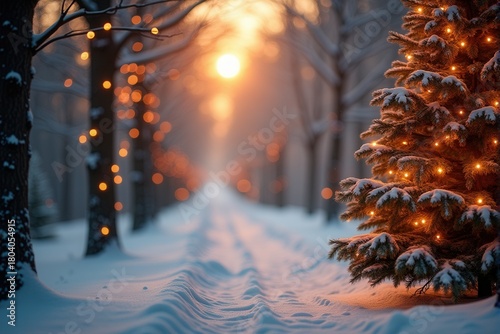 Christmas background with generous copyspace and holiday decorative elements