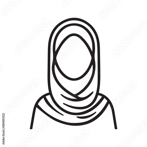 Islamic men and women icon character outline. Arabic vector design.