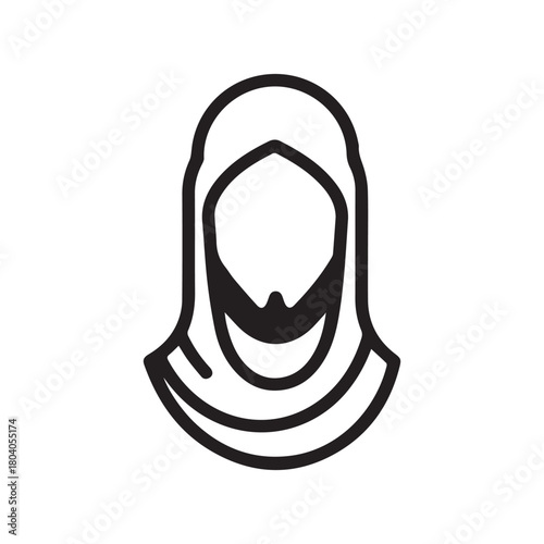 Islamic men and women icon character outline. Arabic vector design.