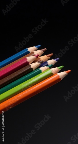 Wallpaper Mural A vibrant array of professional drawing tools featuring sharpened crayon pencils, perfect for artistic projects, design work, coloring, and creative education ,color ,creative ,colorful Torontodigital.ca