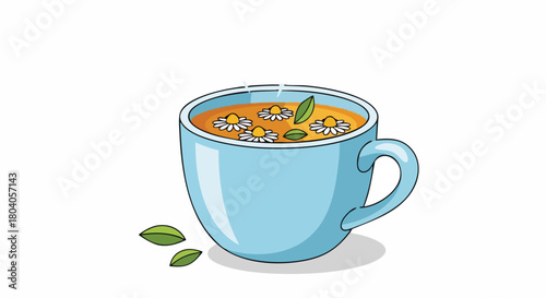 Blue Cup of Tea with Tea Leaves