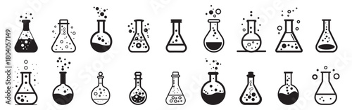 Chemical glass icon and science chemistry tube toxic medicine design.