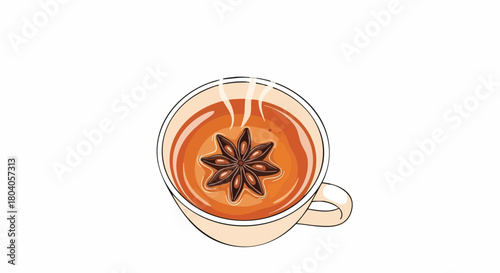 Steaming Hot Spiced Tea with Star Anise