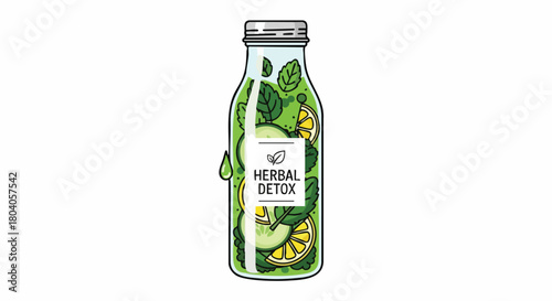 Herbal Detox Bottle Illustration