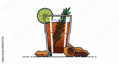 Bloody Mary Cocktail with Lime and Herbs