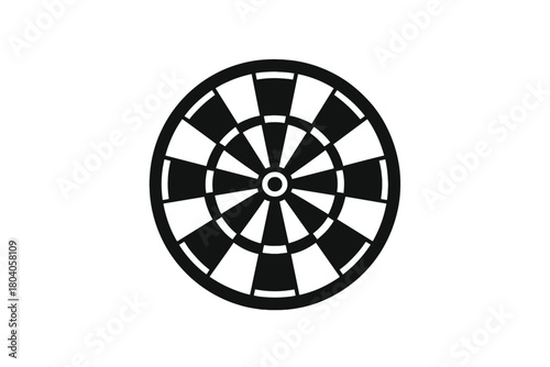Black and white silhouette of a standard dartboard icon graphic element
