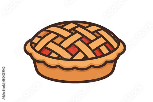 Sweet fruit pie with decorative lattice crust and crimped edge