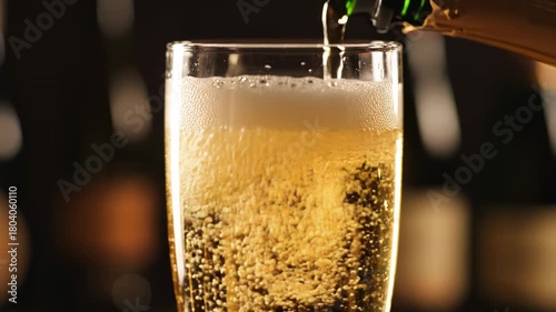 Wallpaper Mural Refreshing Beer Poured into a Glass with Bubbles Rising. Torontodigital.ca