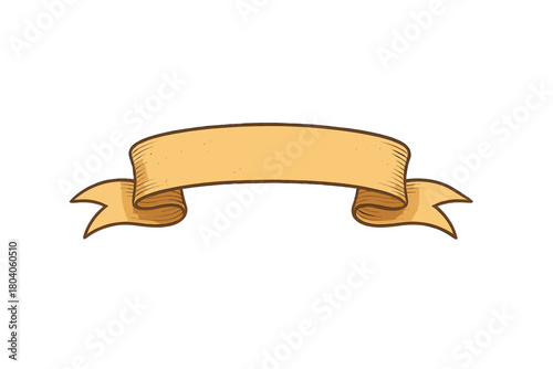 Vintage style blank yellow ribbon banner scroll design element