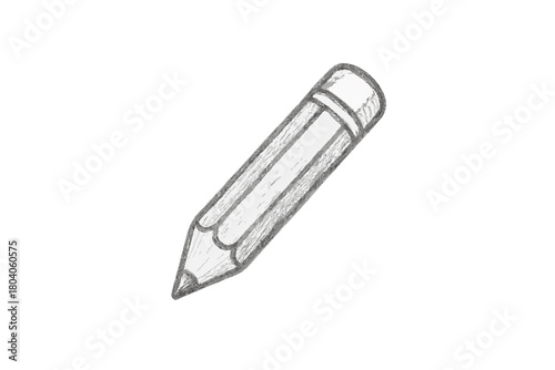 Graphite pencil with eraser end, detailed hand drawn sketch style
