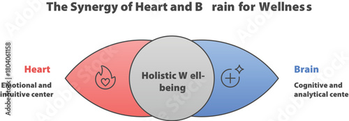 Synergy of Heart and Brain for Wellness: The interconnectedness of the heart and brain, symbolizes the balance, leading to holistic wellbeing.