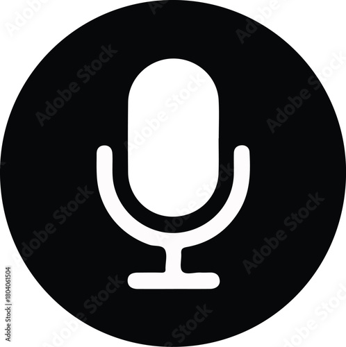 Microphone icon. white microphone call recording icon on Mic icon, voice icon symbol buttons