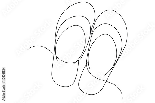 Minimalist beach slippers continuous line drawing icon symbol isolate design