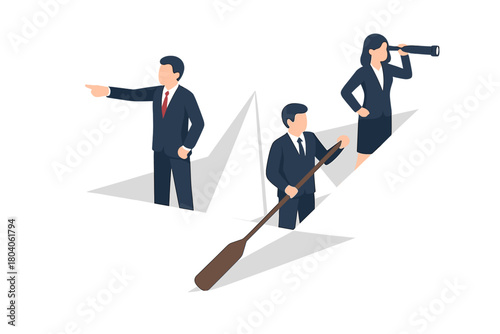 Business professionals planning future strategy and forward team navigation