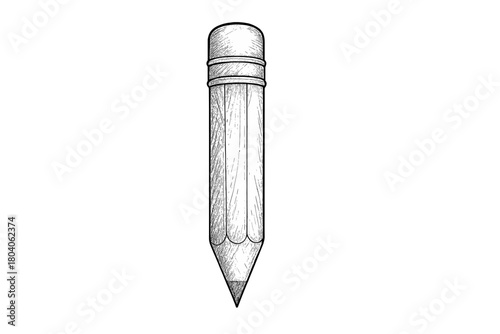 Sharpened wooden pencil with graphite tip and pink eraser end detail