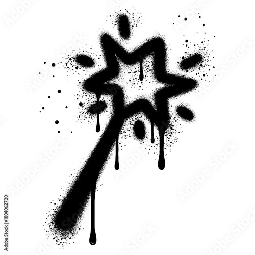 Spray Painted Graffiti fairy wand Sprayed isolated with a white background.