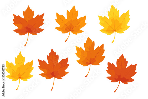 Assortment of colorful maple leaves in shades of orange and yellow