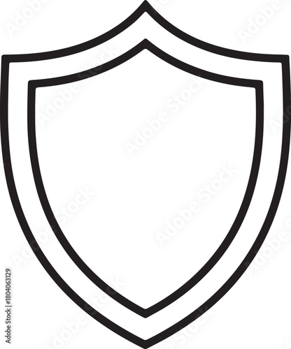 Shield Line Art, Coloring Book Page Line Art Drawing, Vector and Illustration
