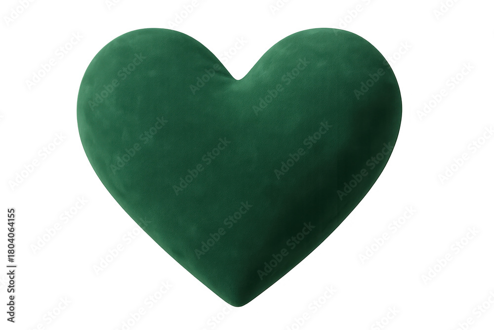 Fototapeta premium Lush velvety green heart symbolizing romance, health, nature, and well-being isolated on transparent background