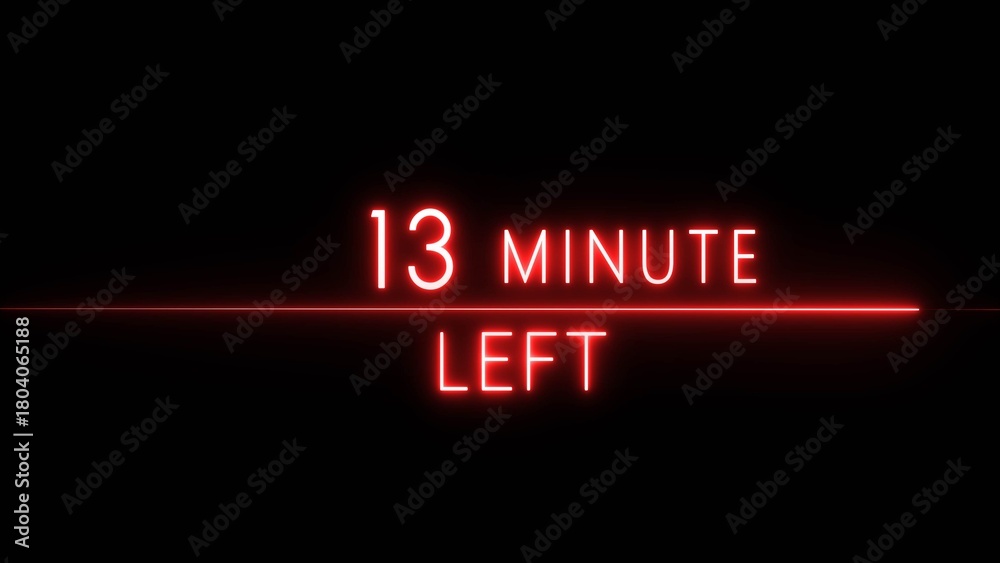 Obraz premium 13-minute left countdown illustration. Neon countdown number. Coming soon timer minute.