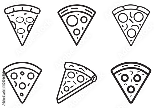 Pizza food icon cook outline and color tomato hot design.