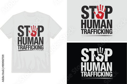 Stop human trafficking awareness t shirt design with a hand symbol illustration