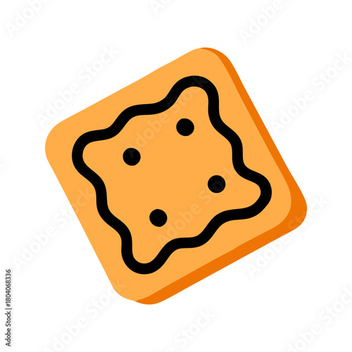 Colored Flat Illustration of a Cookie Biscuit