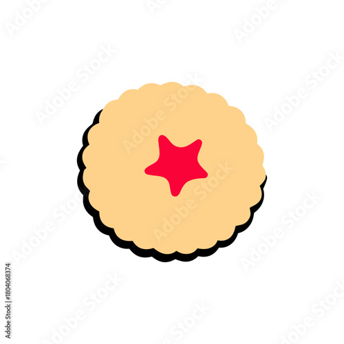 Colored Flat Illustration of a Cookie Biscuit