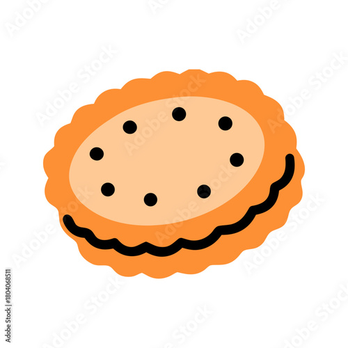 Colored Flat Illustration of a Cookie Biscuit