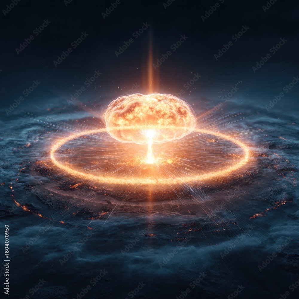 Obraz premium Nuclear explosion over earth