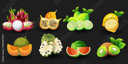 set of fruits and vegetables