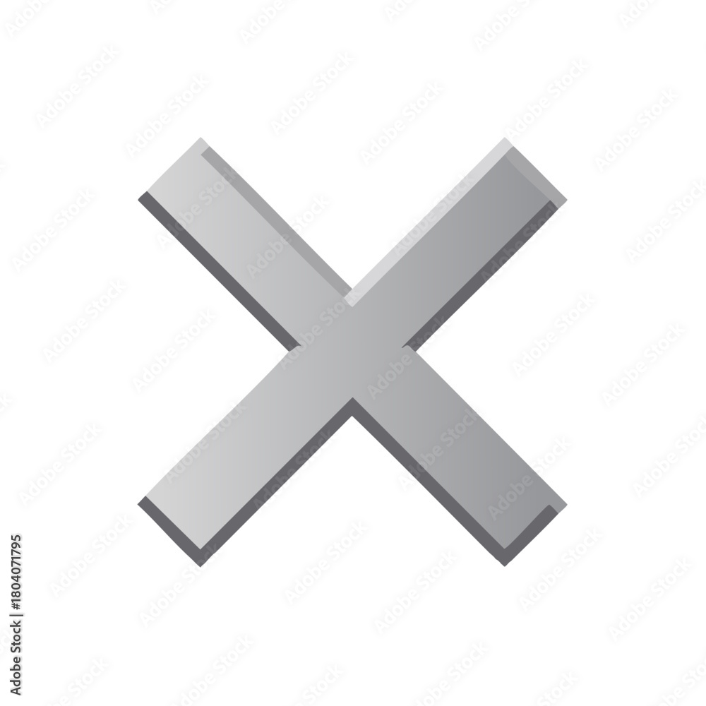 Fototapeta premium Metallic Gradient Cross Symbol with Subtle Shadow Effect